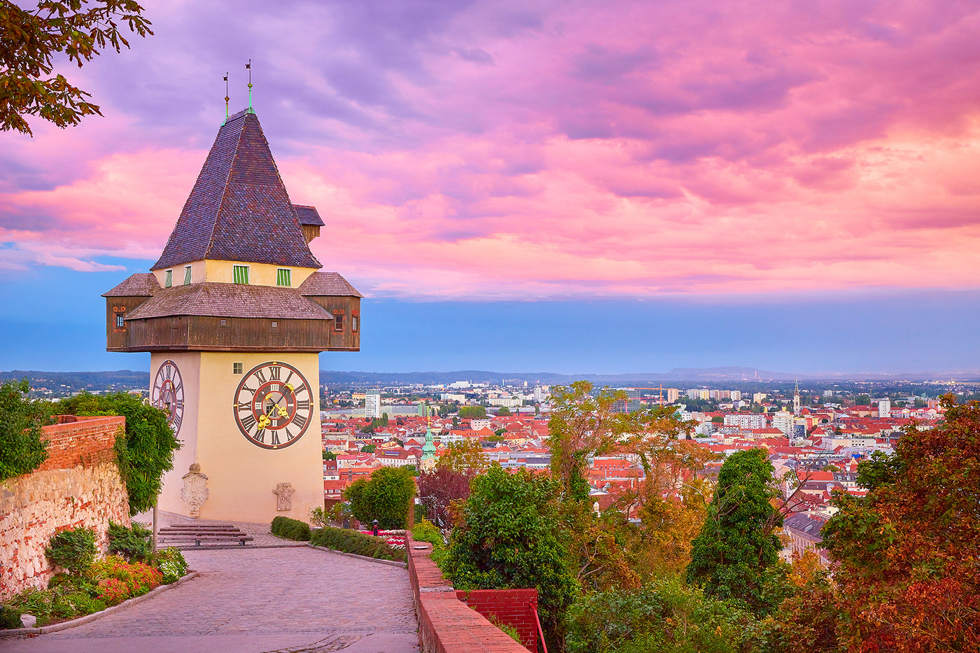 Stadt Graz mit Uhrturm als Fotopuzzle